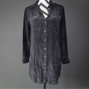 EQUIPMENT 100% Silk Long Sleeve Top Button Tunic Black size Small